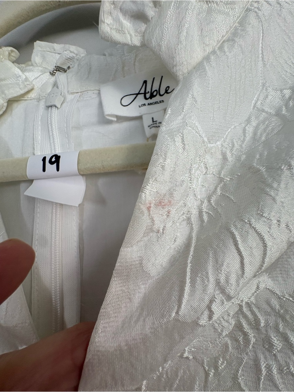 Able White Topwith Textured Label Detail - Picture 3 of 5